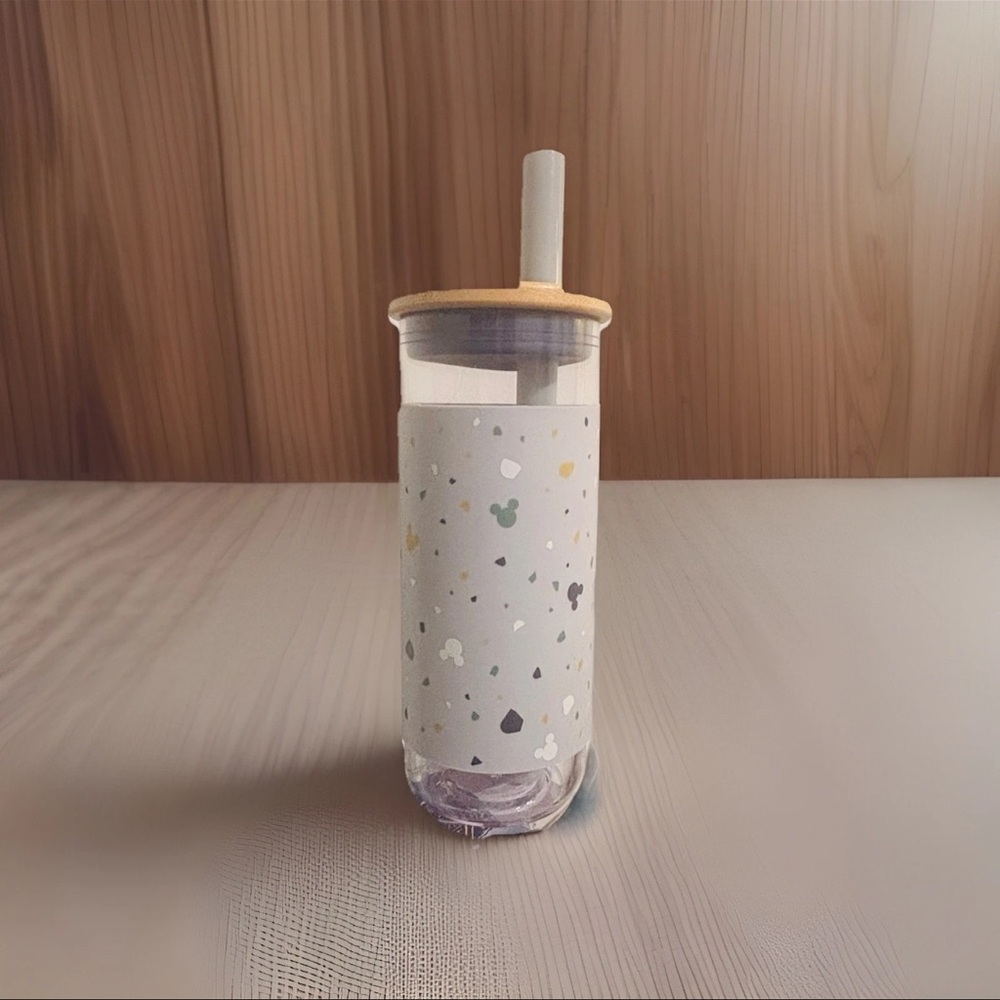 Disney Parks Mickey Mouse Icon Boba Tea Bottle with Straw